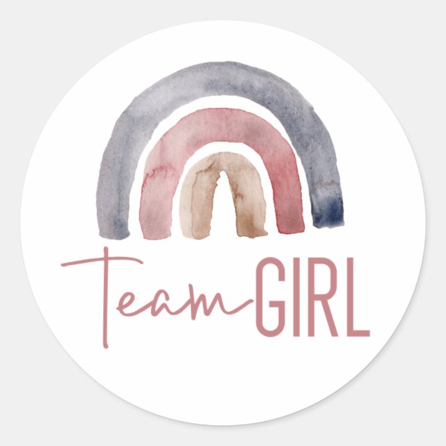 Team Girl Rainbow Gender Reveal Sticker (Front)