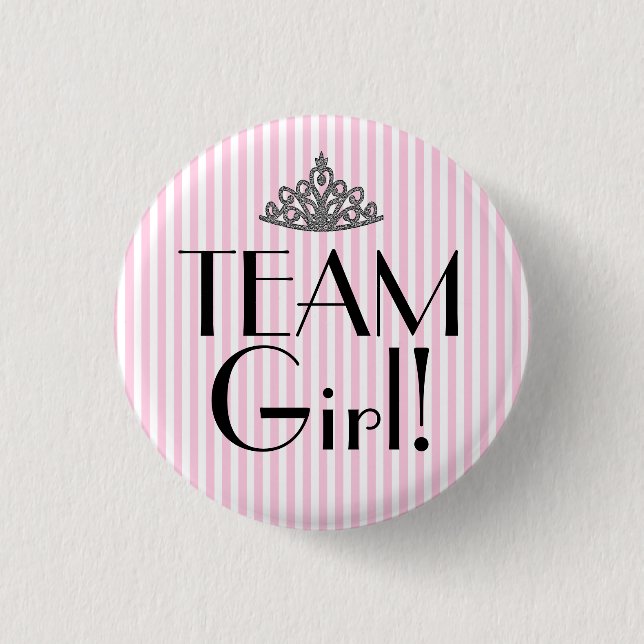 Team Girl Stripes Pink Baby Shower 3 Cm Round Badge (Front)