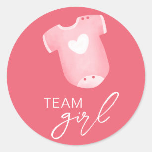Team Girl Wear What Will Baby Be Guess Pink White Classic Round Sticker