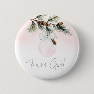 Team Girl Winter Gender Reveal 6 Cm Round Badge