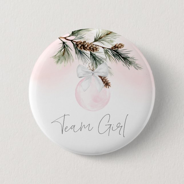 Team Girl Winter Gender Reveal 6 Cm Round Badge (Front)