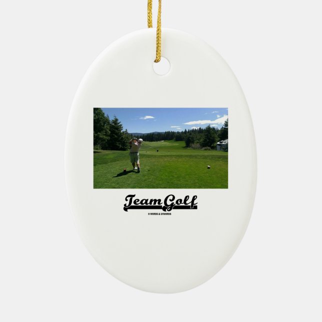 Team Golf (Golfer On Golf Course) Ceramic Tree Decoration (Back)