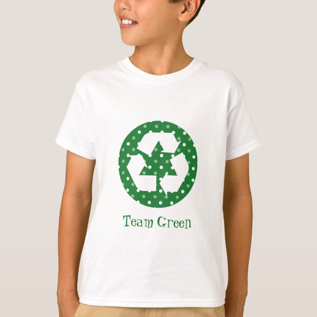 Team Green Kid's Polka Dot Recycle Tees (Front)
