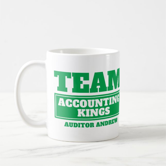 Team green personalise team and name mug (Left)