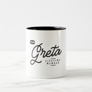 Team Greta Lifetime Member Personalised Name Two-Tone Coffee Mug
