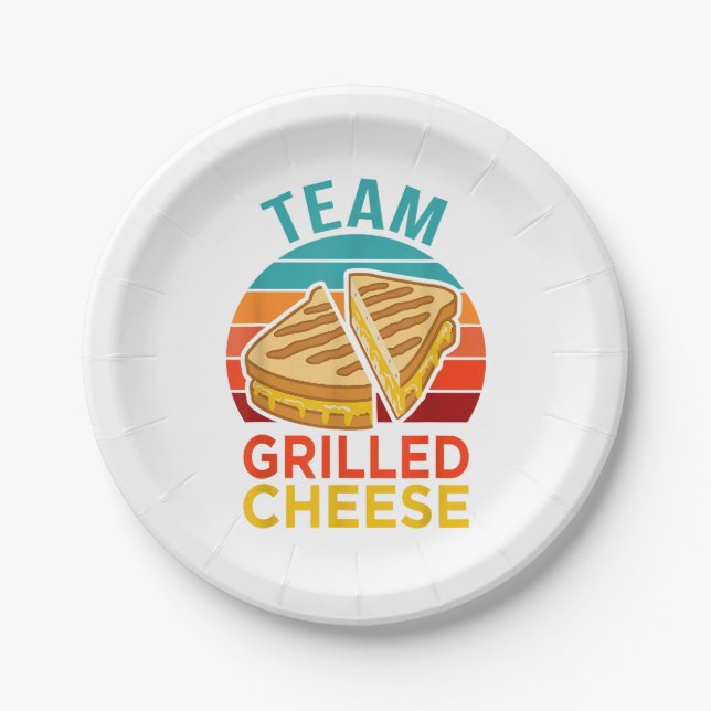 Team Grilled Cheese Funny Sandwich Lover Graphic Paper Plate (Front)