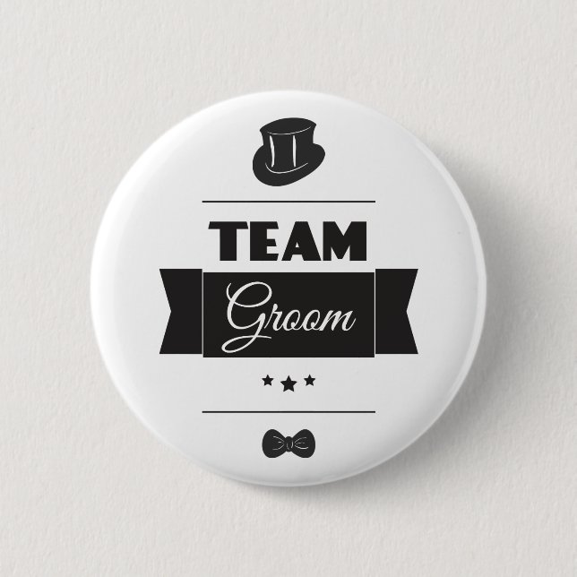 Team groom 6 cm round badge (Front)