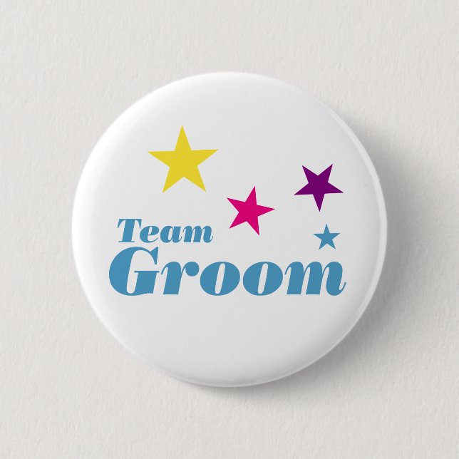 Team groom 6 cm round badge (Front)
