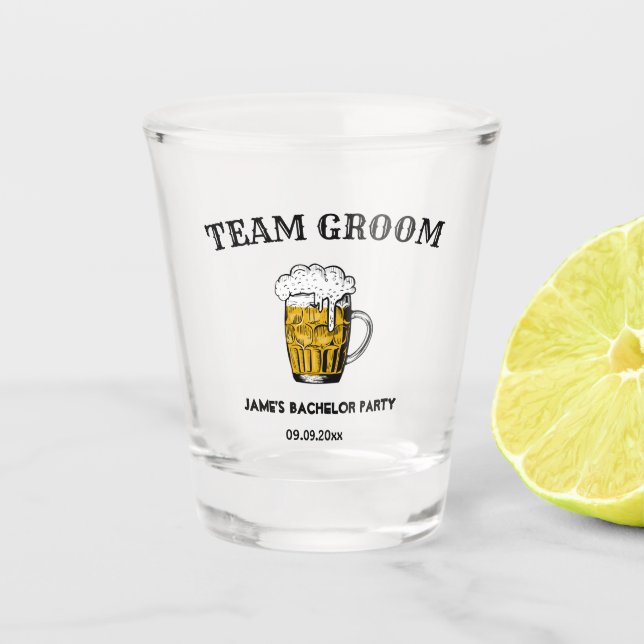 Team Groom Bachelor Best Men Cocktail Party  Shot Glass (Front)