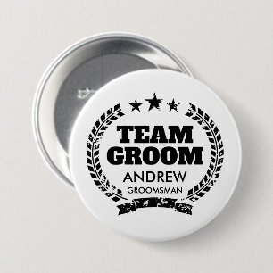 Team Groom bachelor party buttons for groomsmen
