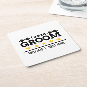 Team Groom Best Man Square Paper Coaster