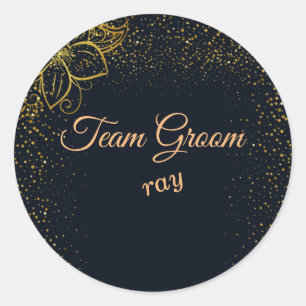 Team Groom Black/Gold Personalised Wedding Sticker