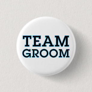 Team Groom Blue Outline 3 Cm Round Badge