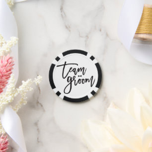 Team Groom Bold Calligraphy Bow Tie Bachelor Party Poker Chips