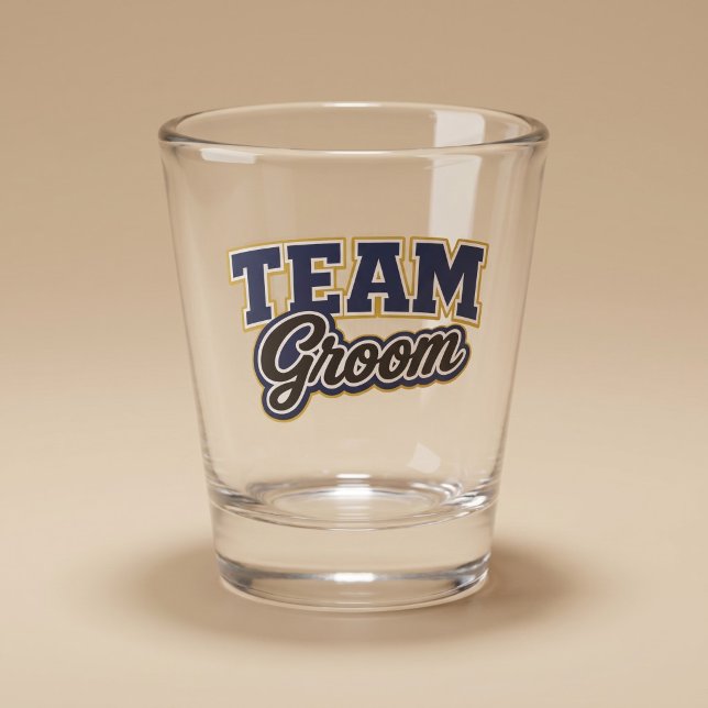 Team Groom Bold Wedding Party Shot Glass (Creator Uploaded)