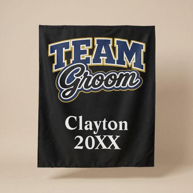 Team Groom Bold Wedding Party Tapestry (Creator Uploaded)