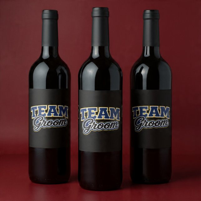 Team Groom Bold Wedding Party Wine Label (Creator Uploaded)