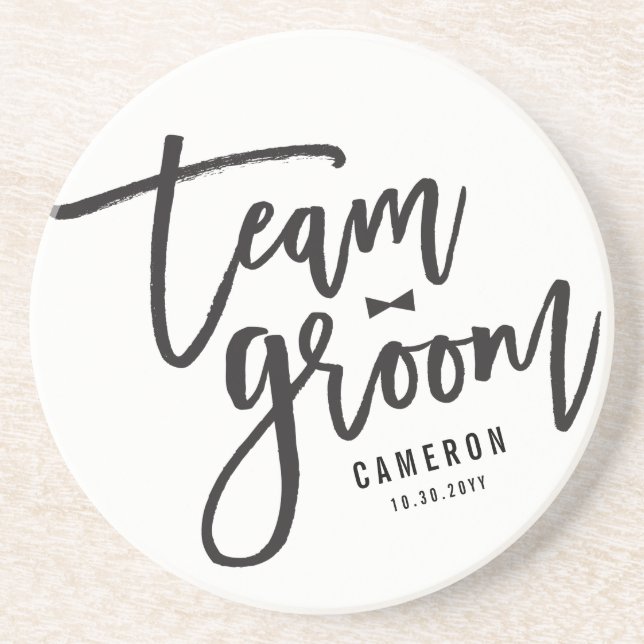 Team Groom Bow Tie Bachelor Party Wedding Custom Coaster (Front)