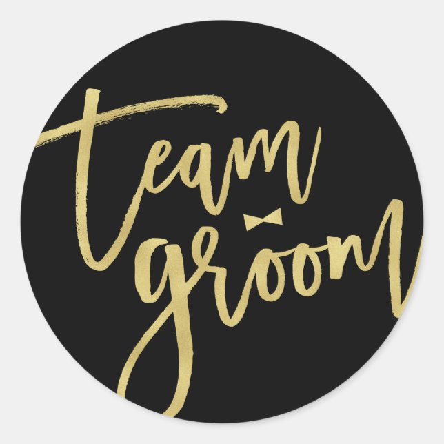 Team Groom Bow Tie Trendy Bachelor Party Wedding Classic Round Sticker (Front)