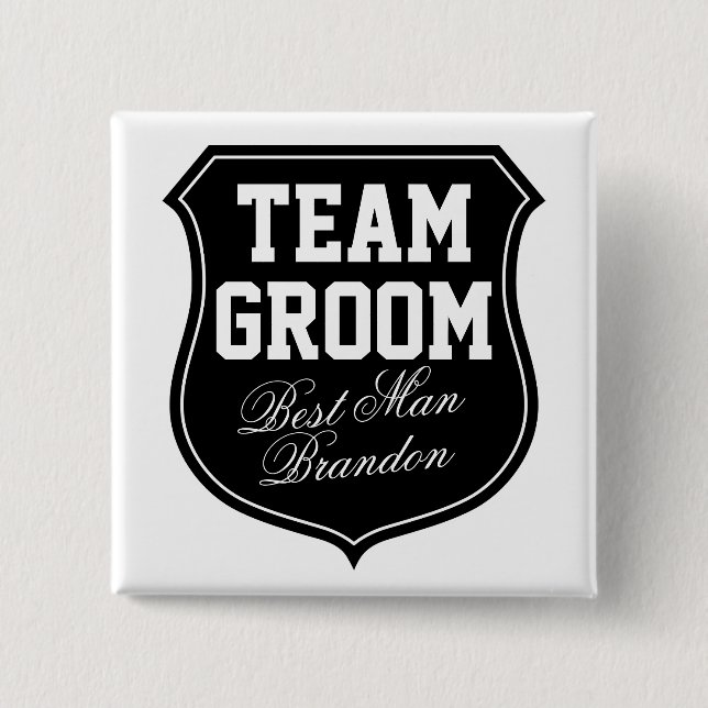 Team Groom buttons | Personalise for wedding party (Front)