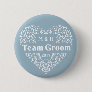 Team Groom custom monograms & year wedding buttons