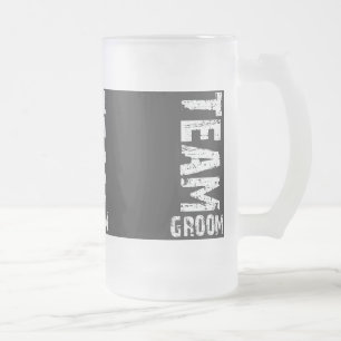 Team Groom Extra Large Grunge Text Frosted Glass Beer Mug