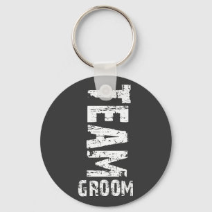 Team Groom Extra Large Grunge Text Key Ring