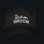 Team GROOM fun novelty black script bridal party Embroidered Hat<br><div class="desc">Celebrate in style with this custom team GROOM embroidered baseball cap. Perfect for everyone in your bridal party.</div>