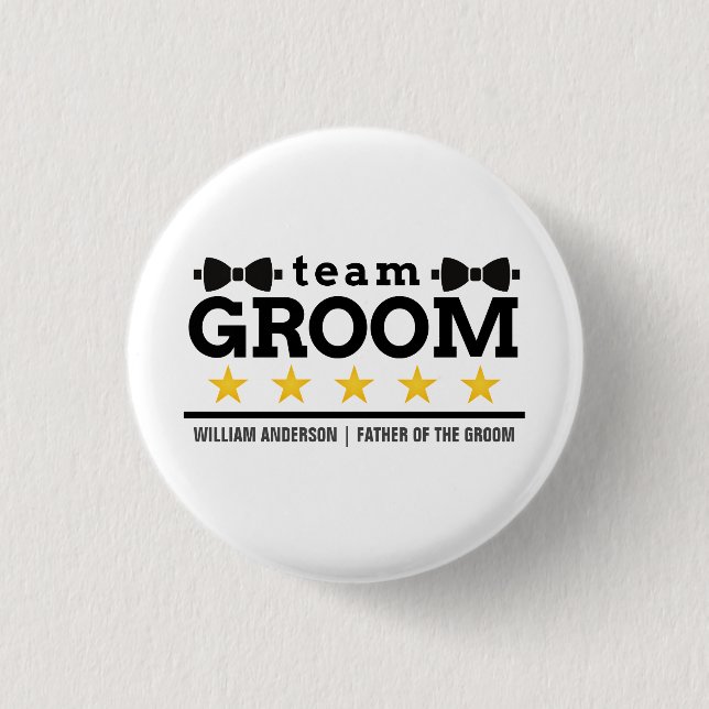 Team Groom | Groomsman | Bachelor | Black White 3 Cm Round Badge (Front)