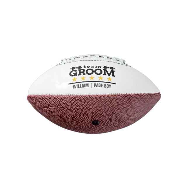 Team Groom | Groomsman | Bachelor | Black White American Football (Rotated 270)