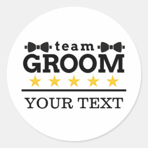 Team Groom   Groomsman   Bachelor   Black White Classic Round Sticker