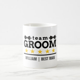 Team Groom Groomsman Bachelor Black White Coffee Mug