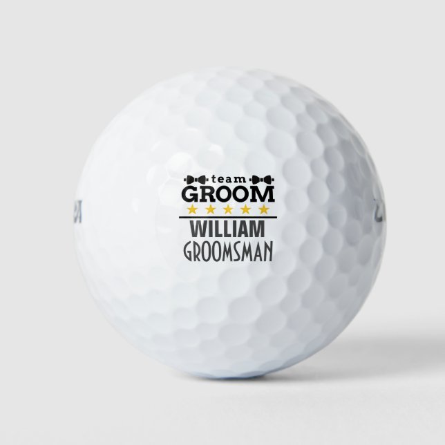 Team Groom | Groomsman | Bachelor | Black White Golf Balls (Front)