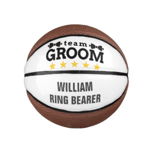 Team Groom   Groomsman   Bachelor   Black White  Mini Basketball