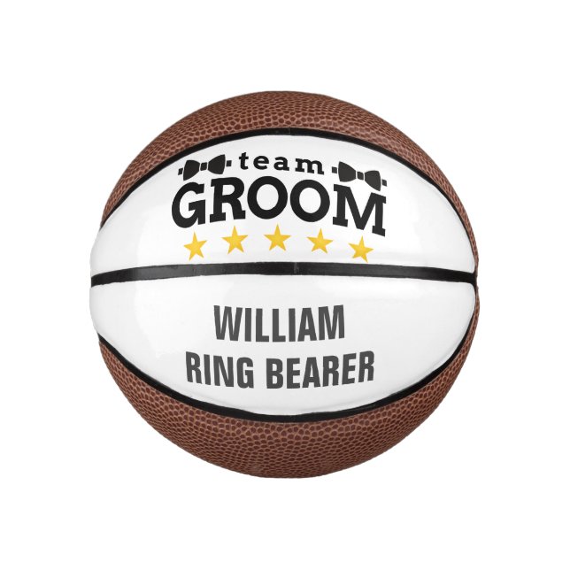Team Groom | Groomsman | Bachelor | Black White  Mini Basketball (Front)