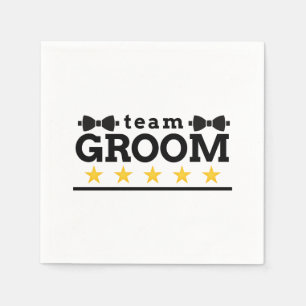 Team Groom   Groomsman   Bachelor   Black White Napkin