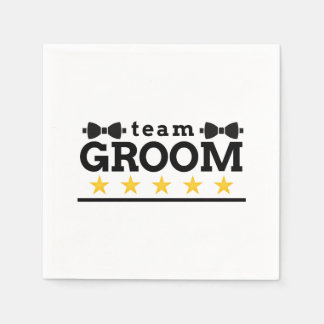 Team Groom | Groomsman | Bachelor | Black White Napkin