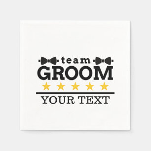 Team Groom   Groomsman   Bachelor   Black White Napkin
