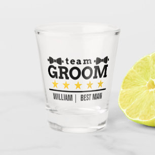 Team Groom   Groomsman   Bachelor   Black White Shot Glass