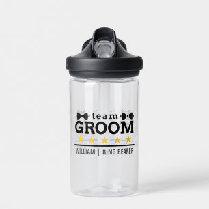 Team Groom   Groomsman   Bachelor   Black White Water Bottle