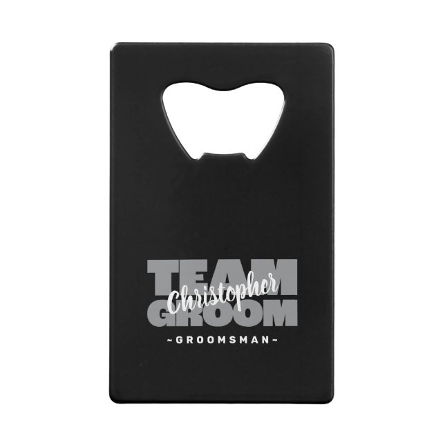 Team Groom Groomsman Name Wedding Party Black Grey (Front)