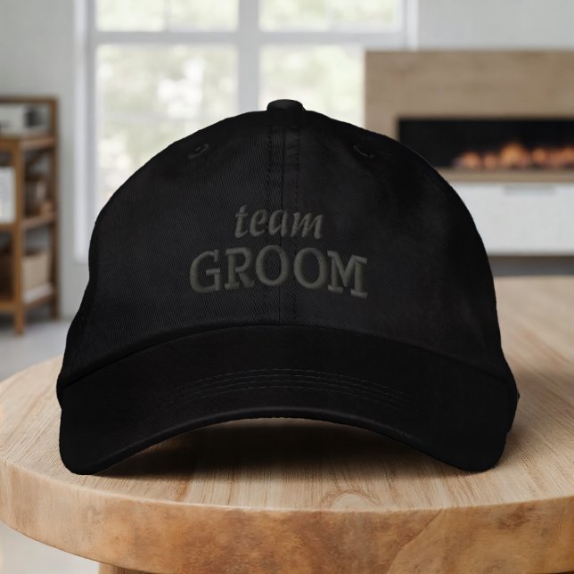 Team Groom Modern Simple Typography Wedding Embroidered Hat (Creator Uploaded)