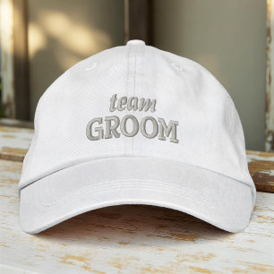 Team Groom Modern Simple Typography Wedding Embroidered Hat