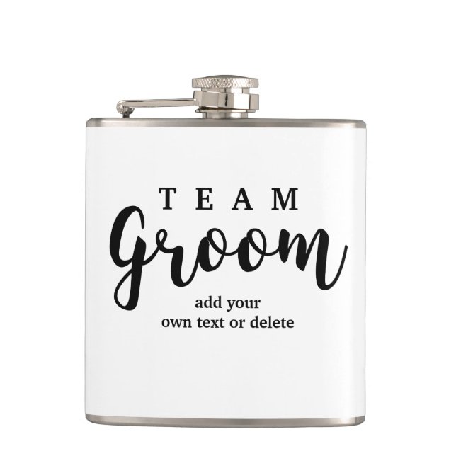 Team Groom Modern Wedding Favours for Groomsmen Hip Flask (Front)