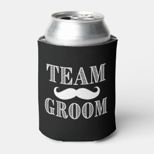 Team Groom Moustache bachelor party groomsmen can Can Cooler