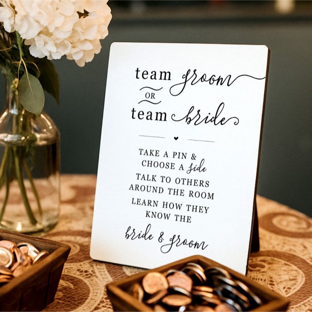 Team Groom or Team Bride Wedding Sign Plaque (Creator Uploaded)