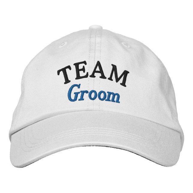 Team groom Personalised Embroidered Baseball Cap (Front)