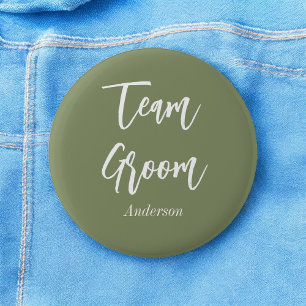 Team Groom Sage Green White 6 Cm Round Badge