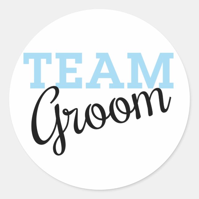 Team Groom Script Classic Round Sticker (Front)