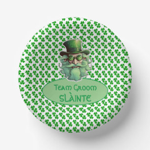 Team Groom Shamrocks Small clovers 3-leaf Paper Plate